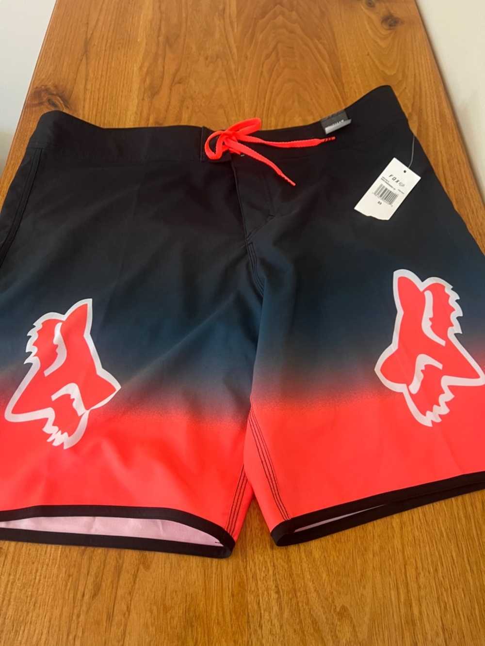 Fox Men's Black to orange Gradient Swim Boardshorts with orange Drawstring - Picture 3 of 7